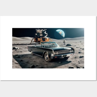 1963 Lincoln Continental Convertible on the Moon Posters and Art